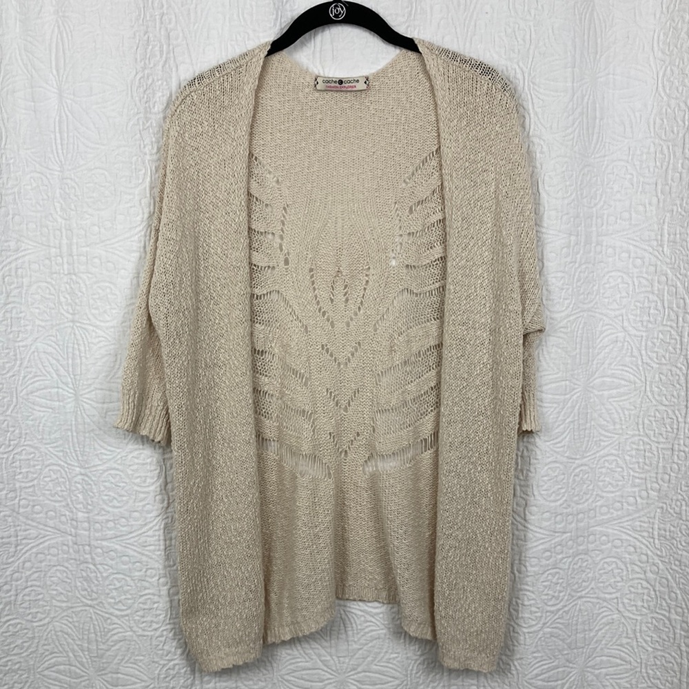 Cache Cache Women's Cream Open-Front Sweater sz 1